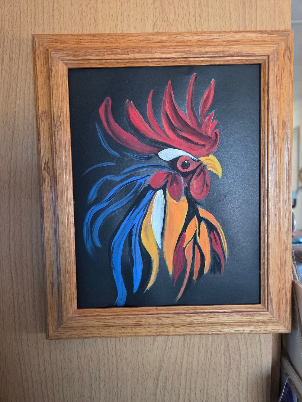 8x10 Framed Rooster Acrylic Painting Not A Print Signed By Me The Artist
